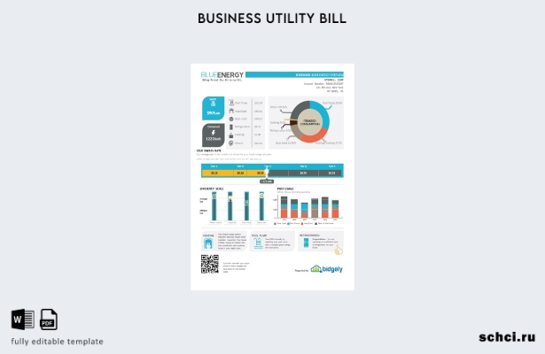 скачать цифровой шаблон счета за коммунальные услуги Blue Energy